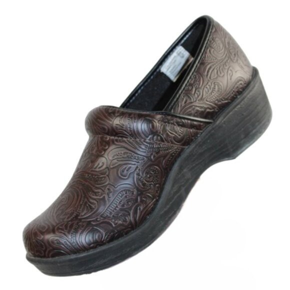 Safe T Step Gretchen Comfort Clog Paisley Swirl Embossed Non-Marking Sole SZ 8 - Picture 3 of 9